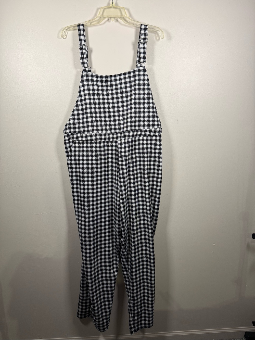 SHEIN Black and White Gingham Strap Jumpsuit